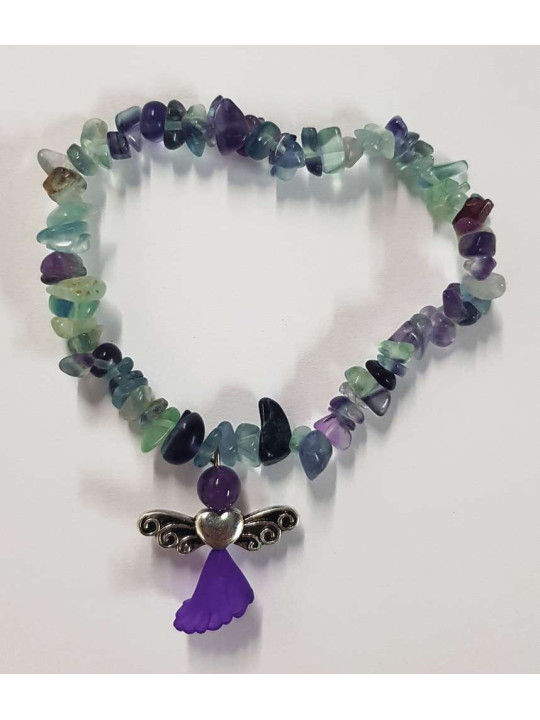Armband Grüner Fluorit Mineral-Chip mit Engel
