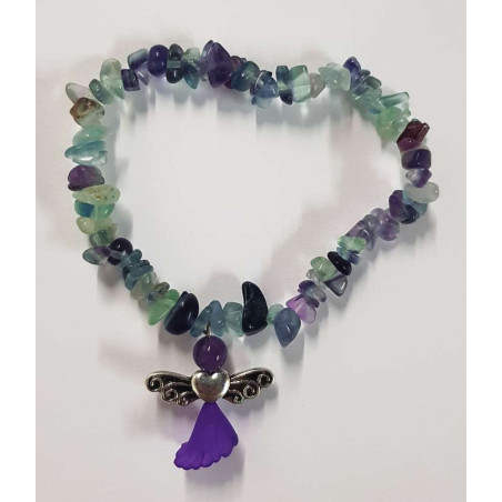 Armband Grüner Fluorit Mineral-Chip mit Engel
