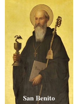 St. Benedikt Plastifizierter Abdruck. 5x7,5cm