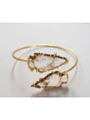 Goldenes Armband Pfeilspitze Transparentes Quarz-Mineral