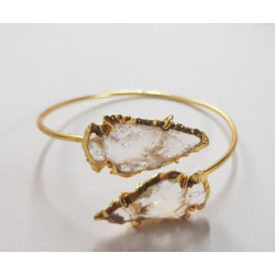 Goldenes Armband Pfeilspitze Transparentes Quarz-Mineral