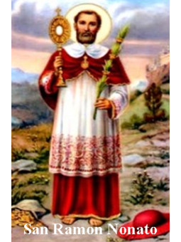 Plastifizierter Abdruck von San Ramón Nonato 5x7,5cm.