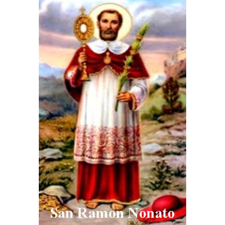 Plastifizierter Abdruck von San Ramón Nonato 5x7,5cm.