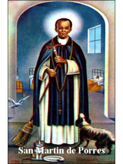 St. Martin de Porres Plastifizierter Abdruck. 5x7,5cm