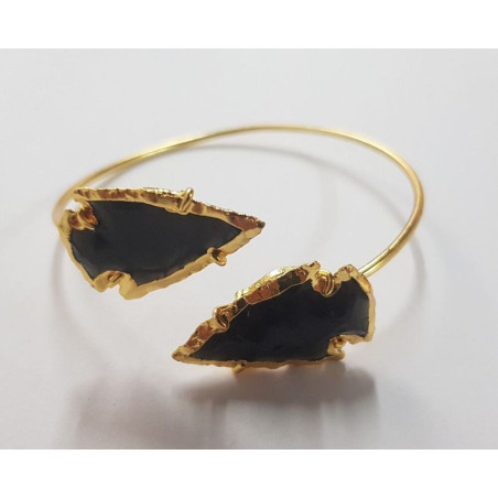 Goldenes Armband Pfeilspitze Schwarzer Achat Mineral