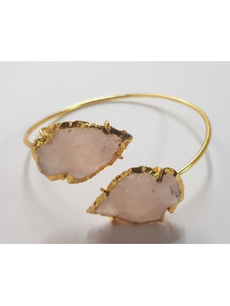 Goldenes Armband Pfeilspitze Rosenquarz Mineral