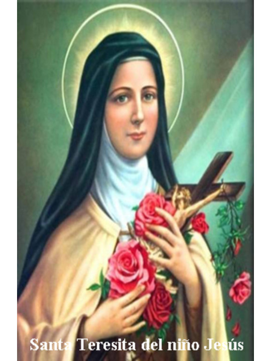 Plastifizierter Abdruck Heilige Therese vom Jesuskind. 5x7,5cm
