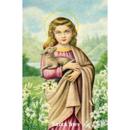 Plastifizierter Abdruck der Heiligen Agnes, 5x7,5cm.