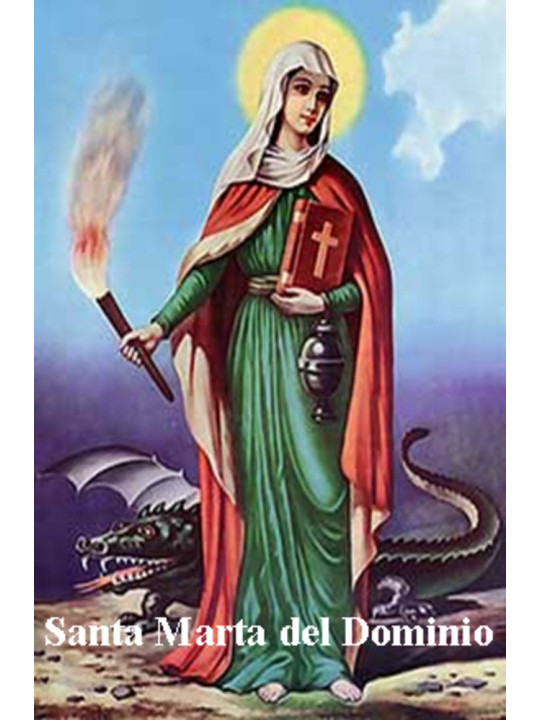 Plastifizierte Briefmarke Heilige Martha der Domäne, 5x7,5cm.