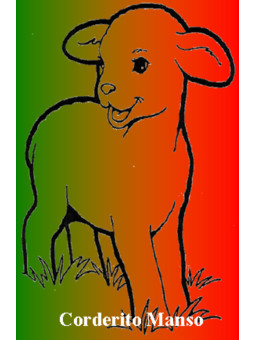 Plastifizierter Abdruck Zahmes kleines Lamm, 5x7,5cm.