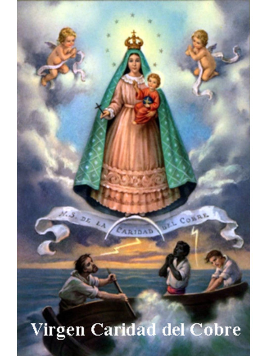 Jungfrau Caridad del Cobre Plastifizierter Abdruck. 5x7,5cm