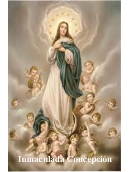 Unbefleckte Empfängnis Plastifizierter Abdruck. 5x7,5cm