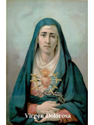 Plastifizierter Abdruck von Our Lady of Sorrows. 5x7,5cm
