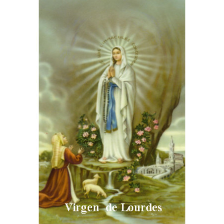 Jungfrau von Lourdes Plastifizierter Abdruck, 5x7,5cm.