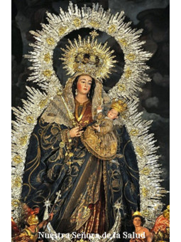 Plastifizierter Abdruck Unsere Liebe Frau der Gesundheit. 5x7,5cm