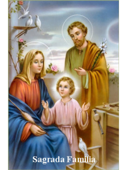 Heilige Familie Plastifizierter Abdruck, 5x7,5cm.