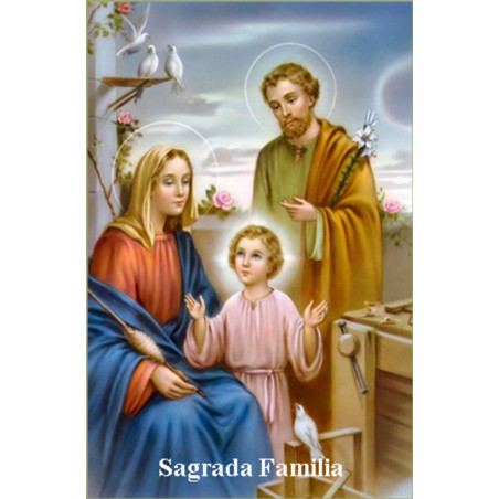 Heilige Familie Plastifizierter Abdruck, 5x7,5cm.