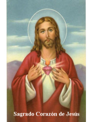 Plastifizierter Abdruck Heiliges Herz von Jesus. 5x7,5cm