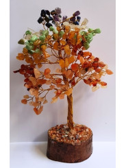 Minerabaum Carneola mit natürlichem Holzsockel