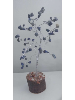 Mineralbaum 7 Chakren mit Naturholzsockel