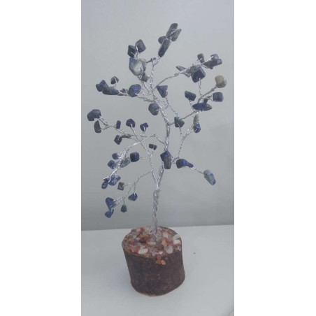 Mineralbaum 7 Chakren mit Naturholzsockel