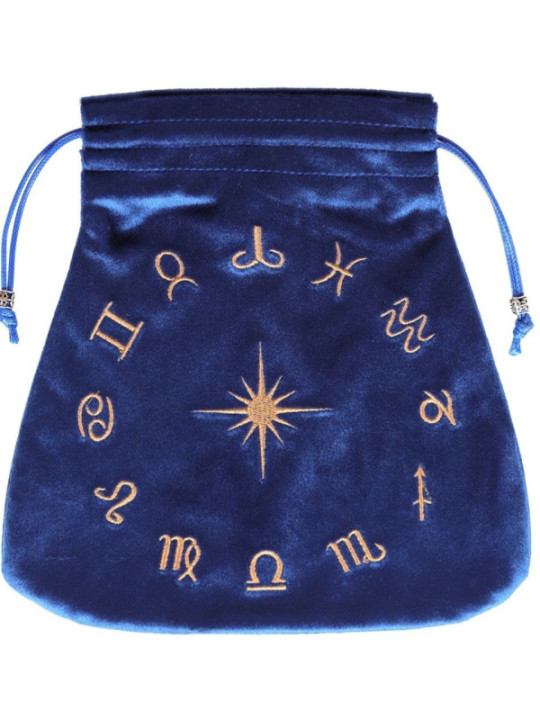 Blaues Samttäschchen Blaues Samttäschchen zur Aufbewahrung der Tarot-Zeichen 21x21cm