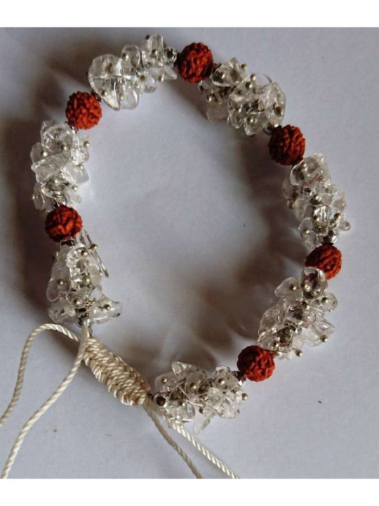 Kristallquarz Mineralien-Chip Armband mit Rudraksh