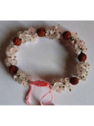 Rosenquarz Mineralien-Chip Armband mit Rudraksh