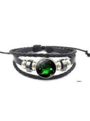 Leuchtendes verstellbares Lederarmband Widder Sternbild