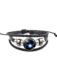 Leuchtendes verstellbares Lederarmband Steinbock Sternbild