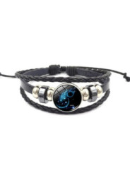Leuchtendes verstellbares Lederarmband Aquarius Sternbild