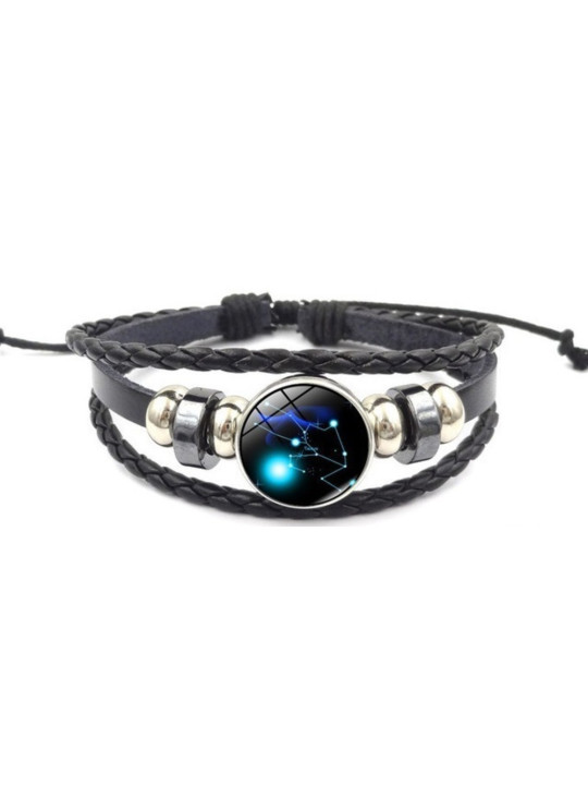 Leuchtendes verstellbares Lederarmband Stier Sternbild
