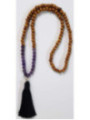 Buddhistische Halskette Holz und Amethyst mit Buddha-Amulett