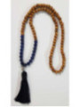 Buddhistische Halskette Holz und Sodalith mit Buddha-Amulett