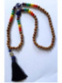 Buddhistische Halskette 7 Chakra Holz und Sodalith mit Buddha-Amulett