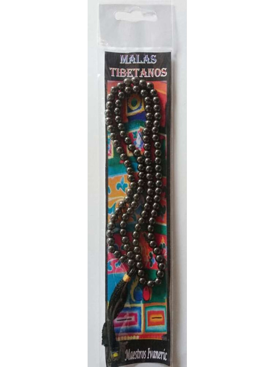 Tibetische Mala, 108 Hämatit-Perlen 60cm