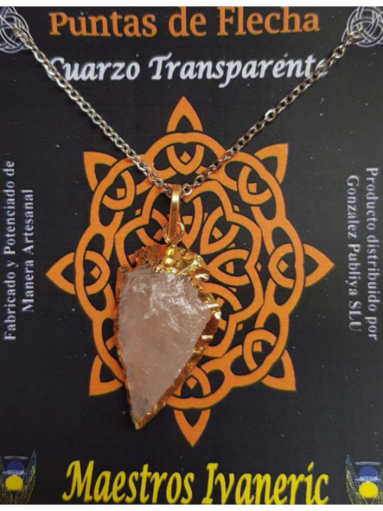 Pfeilspitze Quarz Kristall Mineral Goldener Anhänger 3cm