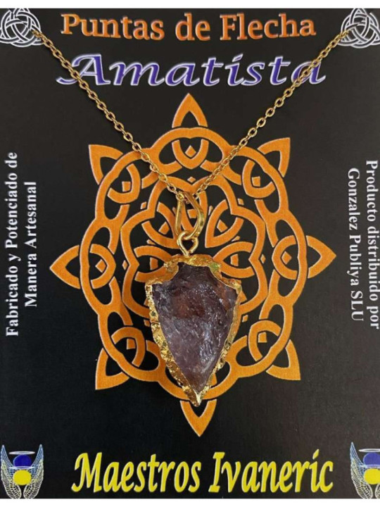 Pfeilspitze Amethyst Mineral Goldener Anhänger 3cm