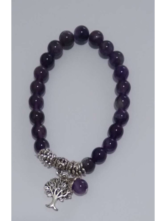 Armband Amethyst Mineral mit Lebensbaum