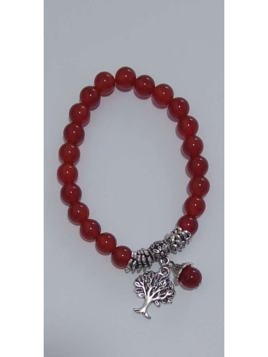 Armband Rotes Achat Mineral mit Lebensbaum