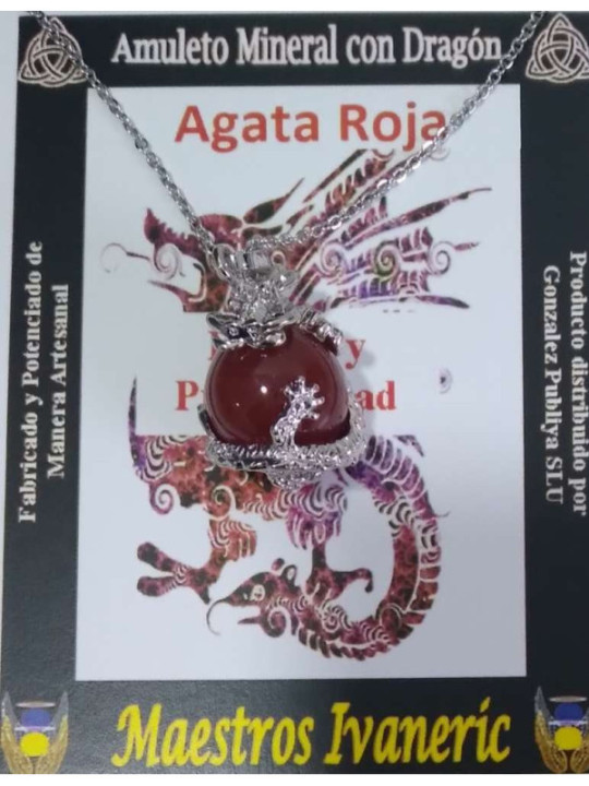 Drachen-Anhänger mit rotem Achat. Stärke und Wohlstand