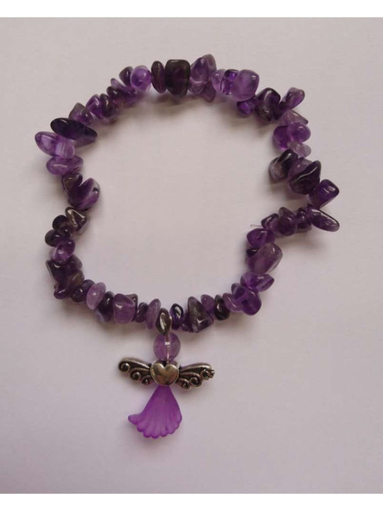 Armband Amethyst Mineral-Chip mit Engel