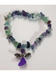 Armband Grüner Fluorit Mineral-Chip mit Engel