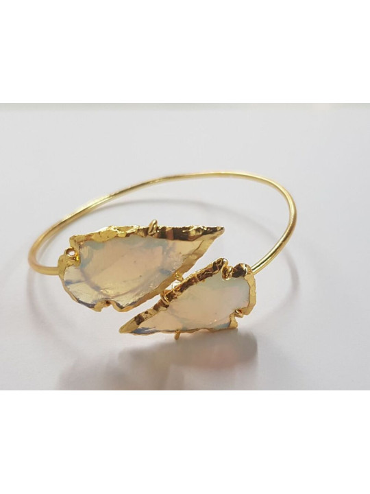Goldenes Armband Pfeilspitze Blauer Quarz Mineral