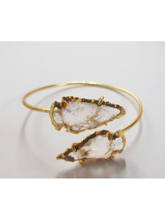 Goldenes Armband Pfeilspitze Transparentes Quarz-Mineral