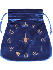 Blaues Samttäschchen Blaues Samttäschchen zur Aufbewahrung der Tarot-Zeichen 21x21cm
