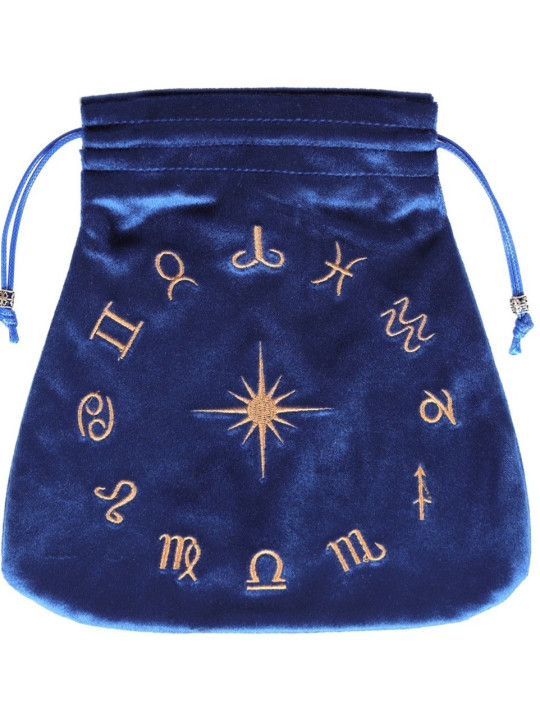 Blaues Samttäschchen Blaues Samttäschchen zur Aufbewahrung der Tarot-Zeichen 21x21cm