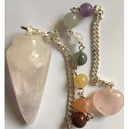 Rosenquarz Mineral Pendel Chakra und Herz Kette
