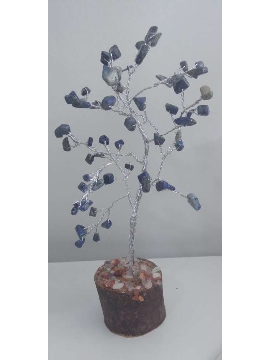 Mineralbaum 7 Chakren mit Naturholzsockel