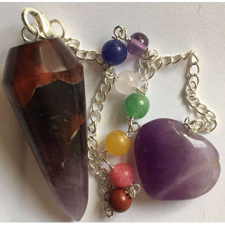Pendel Amethyst Mineral Pendel Chakra und Herz Kette